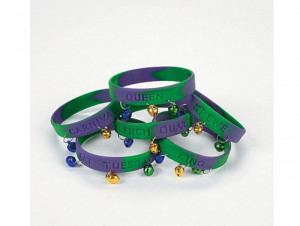 Mardi Gras Sayings Bracelets With Bells (WB14621)