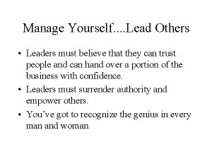 ... Quote on Manage Yourself: Manage yourself……..lead others