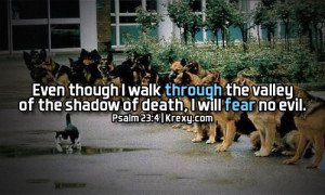 Even though I walk through the valley of the shadow of death, I will ...