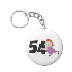 54th birthday gifts - Funny cartoon birthday Keychain