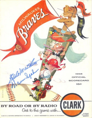 Eddie Mathews & Warren Spahn Autographed/Hand Signed Official Score