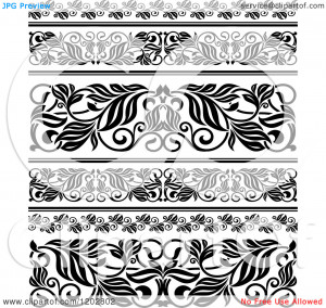 Clipart of Vintage Black and White Ornate Floral Border Designs ...