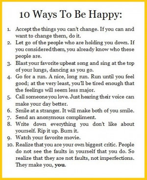 10 Ways To Be Happy