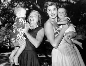 ... Williams hold their sons, Dick Powell Jr. and Kim Gage ca.1951-52