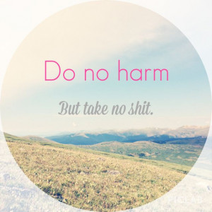 Do no harm but take no shit.