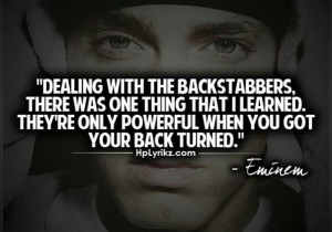 Dealing with the backstabber....