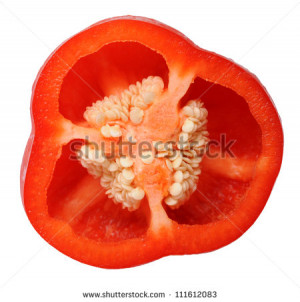 half of bell pepper on white background - stock photo