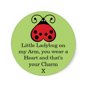 Little Ladybug Charming Heart Round Stickers Green