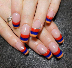 Armenian flag color nail polish manicure