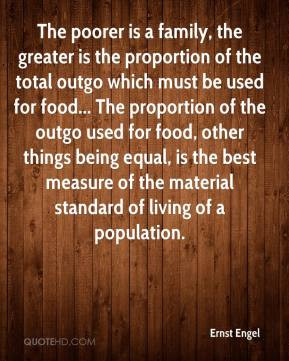 Ernst Engel The poorer is a family the greater is the proportion of