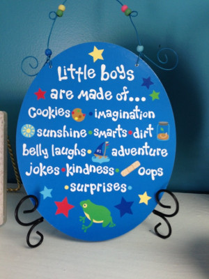 Little Boys are Made of Bedroom Decor Baby Quote. $10.00, via Etsy.