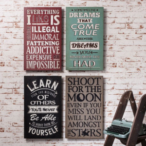 Set of 4 Inspirational Quote Wall Plaques