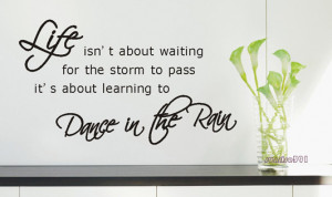small) 028A Black Dance In The Rain Quote Wall Stickers Art Home ...