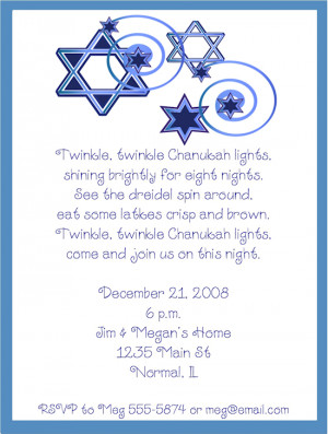 Shop our Store > Whimsical Star of David Hanukkah Invitations