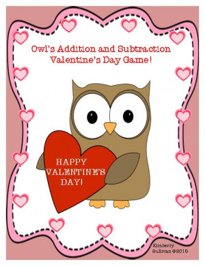 Free Valentine's Day Math Game! Addition + Subtraction Facts!