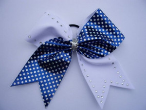 CHEER BOW Blue, Silver, White and rhinestonesCheerbows