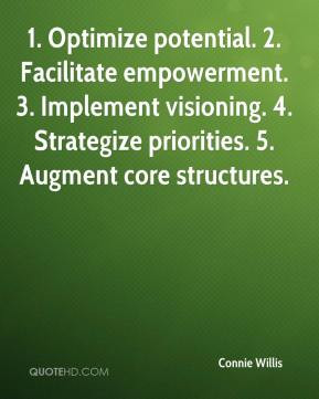 Connie Willis - 1. Optimize potential. 2. Facilitate empowerment. 3 ...