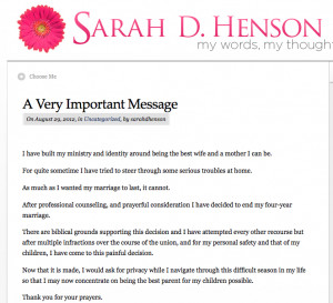 Sarah Henson was 19 years old when the couple were married. And they ...