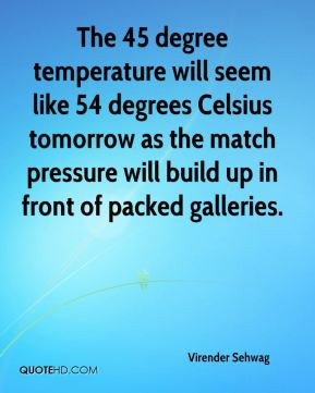 Virender Sehwag - The 45 degree temperature will seem like 54 degrees ...