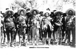 Pancho Villa with soldiers from his Revolutionary Army.
