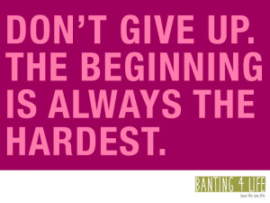 Quote: Don't give up, the beginning is always the hardest.