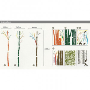 Giant Birch Mural Tree Graphic Quote Wall Stickers (Olive Green and ...