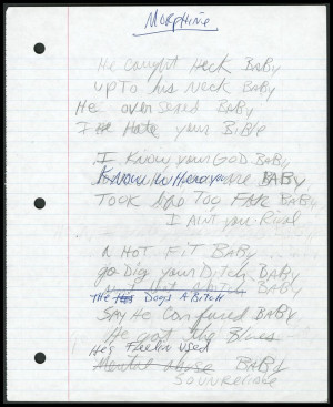Michael Jackson Handwritten Working Lyrics for 