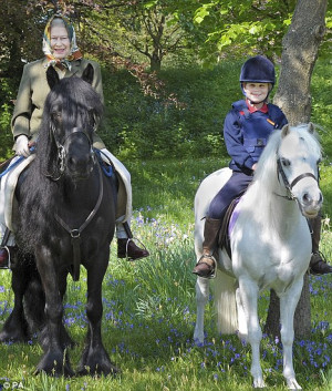The Queen out riding in Windsor Great Park on Easter Monday last year ...