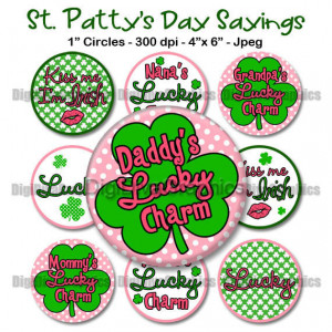 INSTANT DOWNLOAD: Cute St. Patrick's Day Sayings Bottle Cap 1