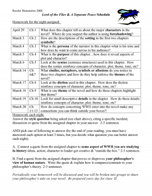 Lord of the Flies A Separate Peace Schedule
