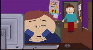 Eric Cartman crying, because nobody cares if they're getting spied on ...