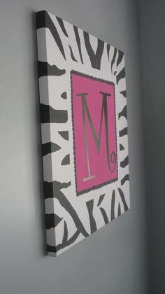 Personalized Hot Pink and Zebra Wall Art by LolaGrayStore on Etsy, $36 ...