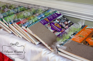 On top of the rainbow table were the scrapbooks the girls had worked ...