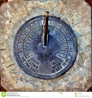Sundial Set in Concrete with Quotation Grow Old Along with Me the Best ...