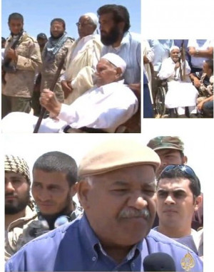 ... Mohamed Omar Al Mukhtar, son of Omar Al Mukhtar, visits the front near