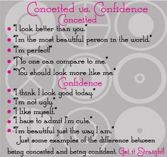 ... person who calls a confident person conceited has no confidence! More