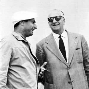 Juan Manuel Fangio and Enzo Ferrari