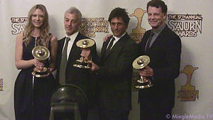 Cast of the TV series “Fringe” holding their Saturn Awards (Photo ...