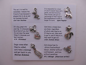 ... for scrapbooking, card and jewelry making - 7 charms with cat quotes