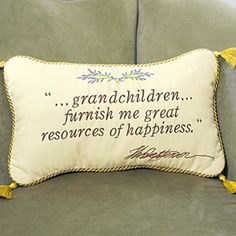heartfelt gift for proud grandparents, this cream microsuede pillow ...