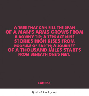 Lao Tse picture quotes - A tree that can fill the span of a man's arms ...