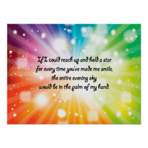 Smile Inspirational Happy Quote Star Rainbow Poster