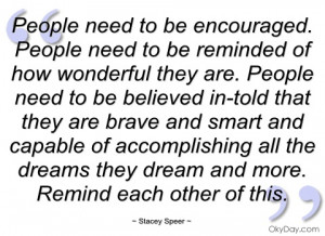 people need to be encouraged stacey speer
