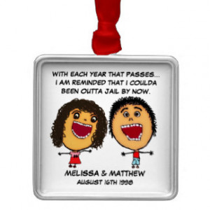 Funny Anniversary Quote with Cartoon Christmas Ornament