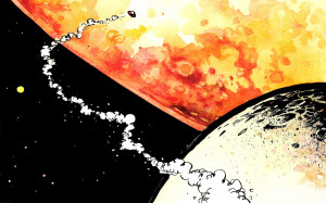 Download Calvin and Hobbes in space wallpaper