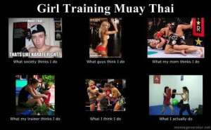 girl training muay thai