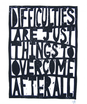 LINOCUT PRINT - Shackleton quote print - Difficulties are just things ...