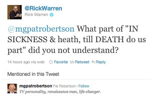 Rick Warren Reacts to Pat Robert...