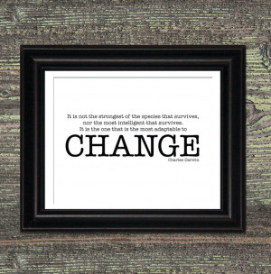 CHANGE, Charles Darwin Quote, Inspirational Quote, Featured in Black ...