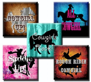 Cowgirl Sayings collage sheet - 1 inch squares/25mm squares